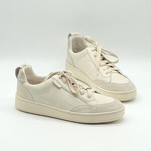 FRANKIE4 Farren Sneakers Women 8.5 Chalk Cream Leather Suede Lace Up Casual Shoe
